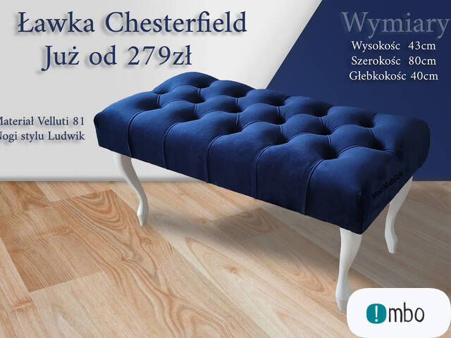 Ławka Pikowana Chesterfield 80cm - 1